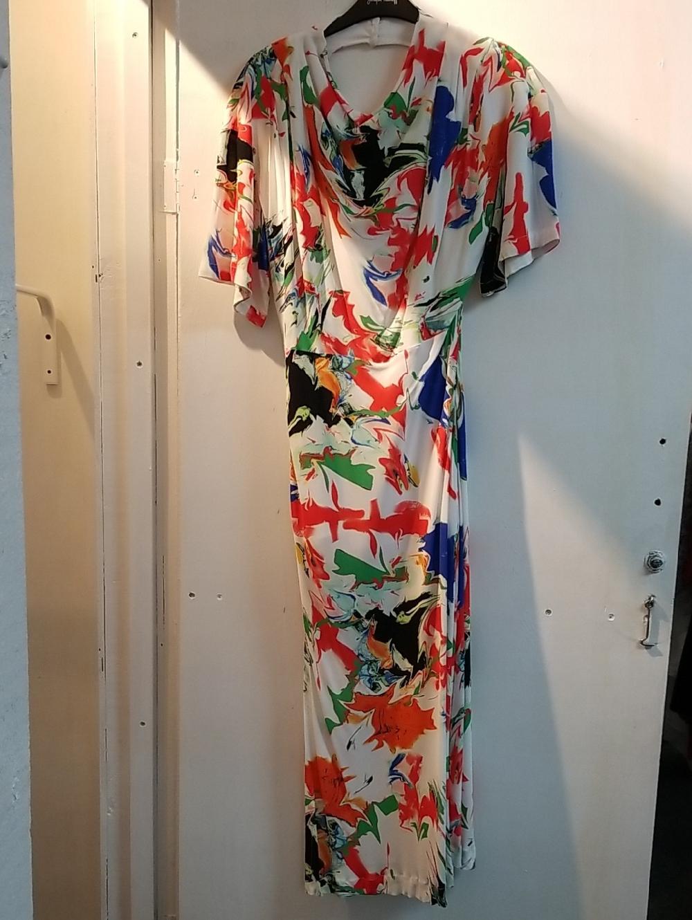 Karen Millen White Maxi Dress with Multicolor Abstract Print